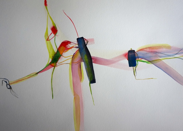 Wired, watercolours on paper, Laura Barbuto, 2014