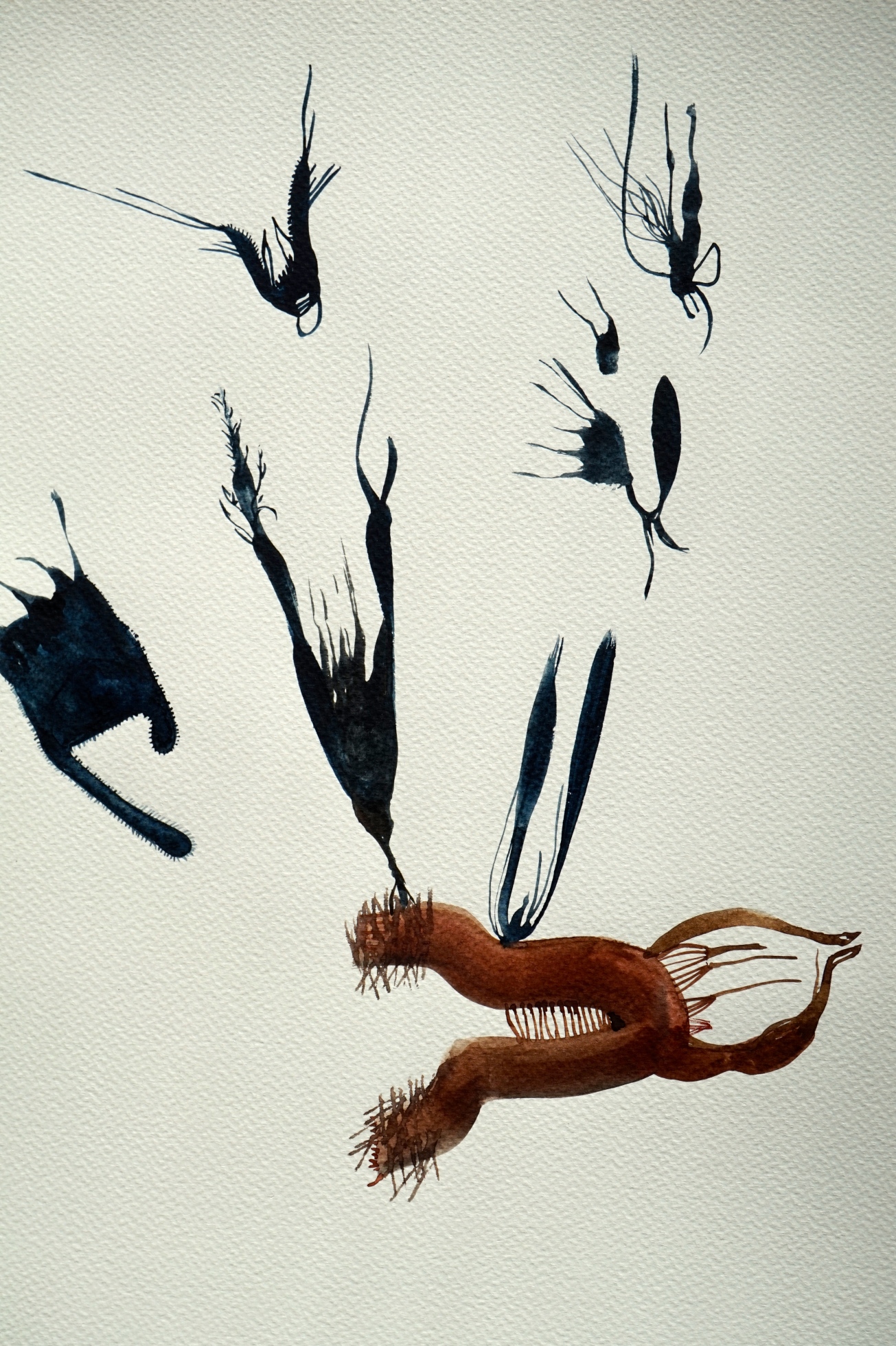 Nasty Little Creatures 3, watercolours, 30 x 40 cm, Laura Barbuto, 2014.